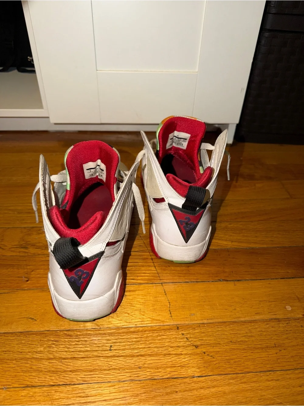 Nike Air Jordan Hare 7s High-Top Sneakers - White & Red